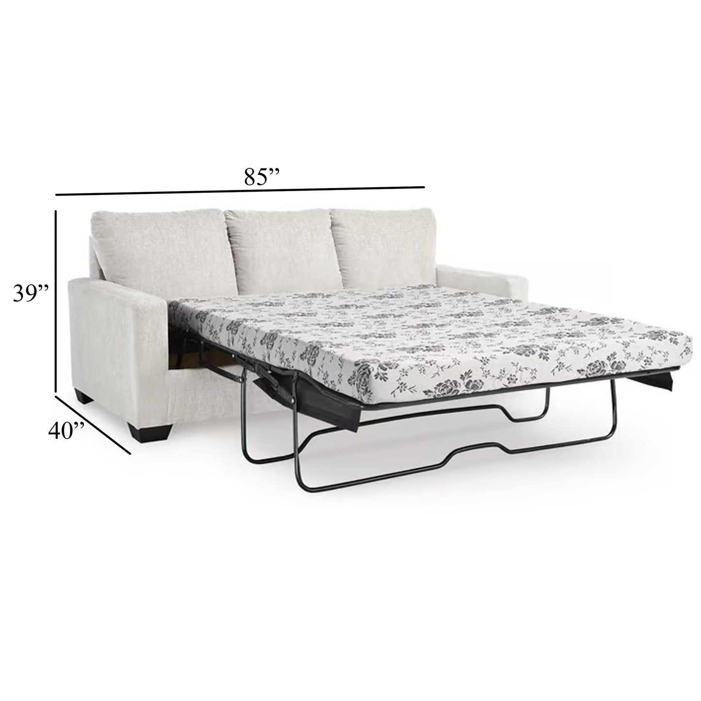 Canapé-lit Anise avec lit gigogne Queen Size, polyester blanc neige