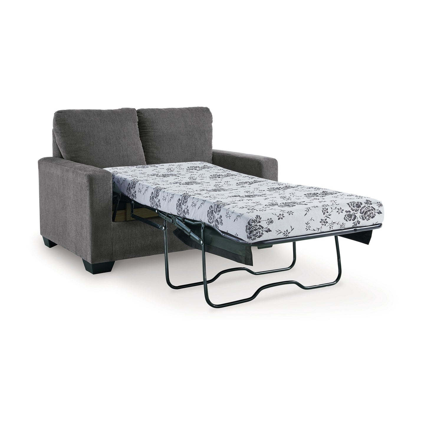 Canapé-lit Anise avec lit gigogne simple, polyester gris étain