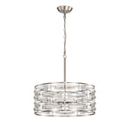 Lustre tambour Anita avec prisme en verre transparent