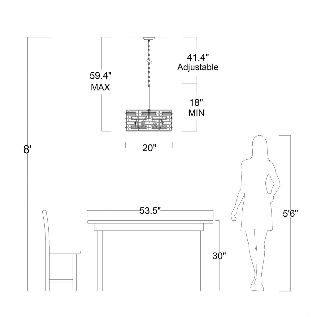 Lustre tambour Anita avec prisme en verre transparent
