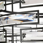 Lustre tambour Anita avec prisme en verre transparent