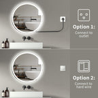 Miroir de courtoisie rond sans cadre, antibuée, éclairé par LED et à intensité variable
