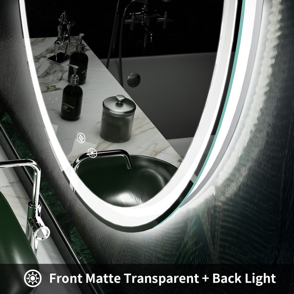 Miroir de courtoisie rond sans cadre, antibuée, éclairé par LED et à intensité variable