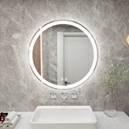 Miroir de courtoisie rond sans cadre, antibuée, éclairé par LED et à intensité variable