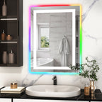 Miroir de salle de bain antibuée rétroéclairé RVB et LED frontale