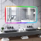 Miroir de salle de bain antibuée rétroéclairé RVB et LED frontale