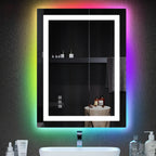 Miroir de salle de bain antibuée rétroéclairé RVB et LED frontale