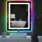 Miroir de salle de bain antibuée rétroéclairé RVB et LED frontale