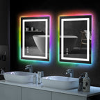 Miroir de salle de bain antibuée rétroéclairé RVB et LED frontale