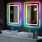 Miroir de salle de bain antibuée rétroéclairé RVB et LED frontale