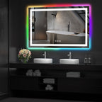 Miroir de salle de bain antibuée rétroéclairé RVB et LED frontale