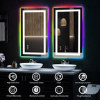 Miroir de salle de bain antibuée rétroéclairé RVB et LED frontale
