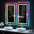 Miroir de salle de bain antibuée rétroéclairé RVB et LED frontale