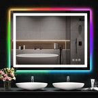 Miroir de salle de bain antibuée rétroéclairé RVB et LED frontale