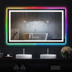 Miroir de salle de bain antibuée rétroéclairé RVB et LED frontale