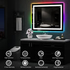 Miroir de salle de bain antibuée rétroéclairé RVB et LED frontale