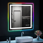 Miroir de salle de bain antibuée rétroéclairé RVB et LED frontale