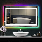 Miroir de salle de bain antibuée rétroéclairé RVB et LED frontale