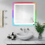 Miroir de salle de bain antibuée rétroéclairé RVB et LED frontale