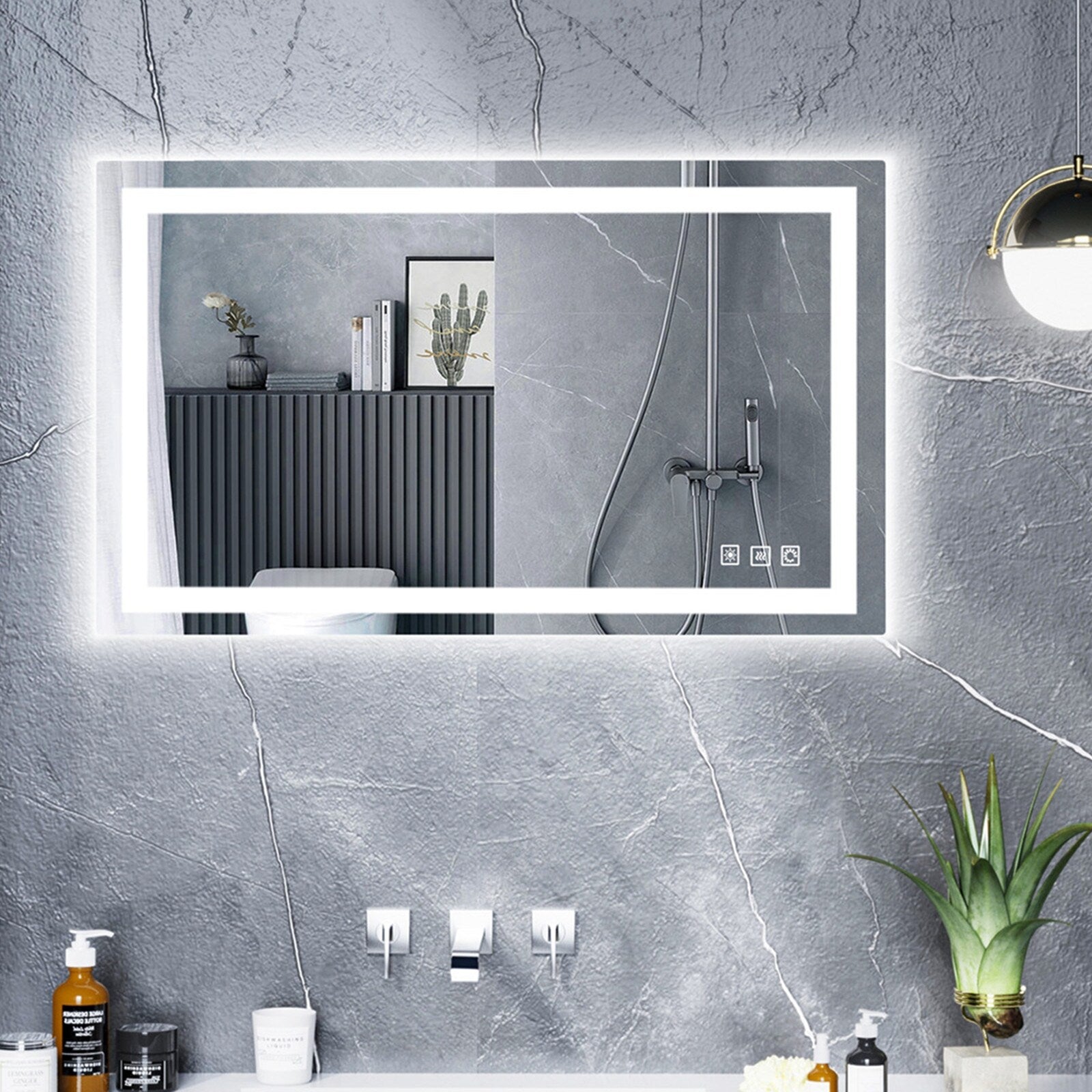 Miroir de salle de bain antibuée rétroéclairé RVB et LED frontale