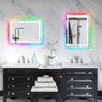 Miroir de salle de bain antibuée rétroéclairé RVB et LED frontale