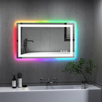 Miroir de salle de bain antibuée rétroéclairé RVB et LED frontale