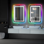 Miroir de salle de bain antibuée rétroéclairé RVB et LED frontale