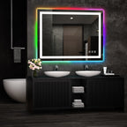 Miroir de salle de bain antibuée rétroéclairé RVB et LED frontale
