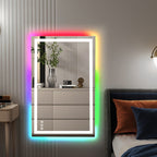 Miroir de salle de bain antibuée rétroéclairé RVB et LED frontale