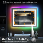 Miroir de salle de bain antibuée rétroéclairé RVB et LED frontale