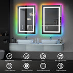 Miroir de salle de bain antibuée rétroéclairé RVB et LED frontale
