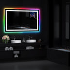 Miroir de salle de bain antibuée rétroéclairé RVB et LED frontale
