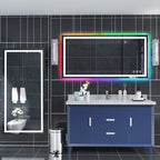 Miroir de salle de bain antibuée rétroéclairé RVB et LED frontale