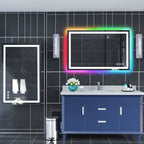 Miroir de salle de bain antibuée rétroéclairé RVB et LED frontale
