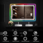 Miroir de salle de bain antibuée rétroéclairé RVB et LED frontale