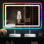 Miroir de salle de bain antibuée rétroéclairé RVB et LED frontale