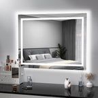 Miroir de salle de bain antibuée rétroéclairé RVB et LED frontale