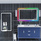 Miroir de salle de bain antibuée rétroéclairé RVB et LED frontale