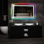 Miroir de salle de bain antibuée rétroéclairé RVB et LED frontale