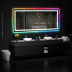 Miroir de salle de bain antibuée rétroéclairé RVB et LED frontale