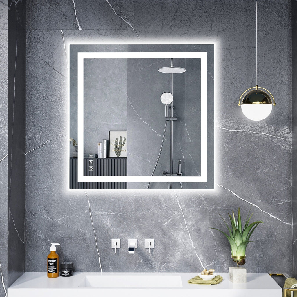 Miroir de salle de bain antibuée rétroéclairé RVB et LED frontale
