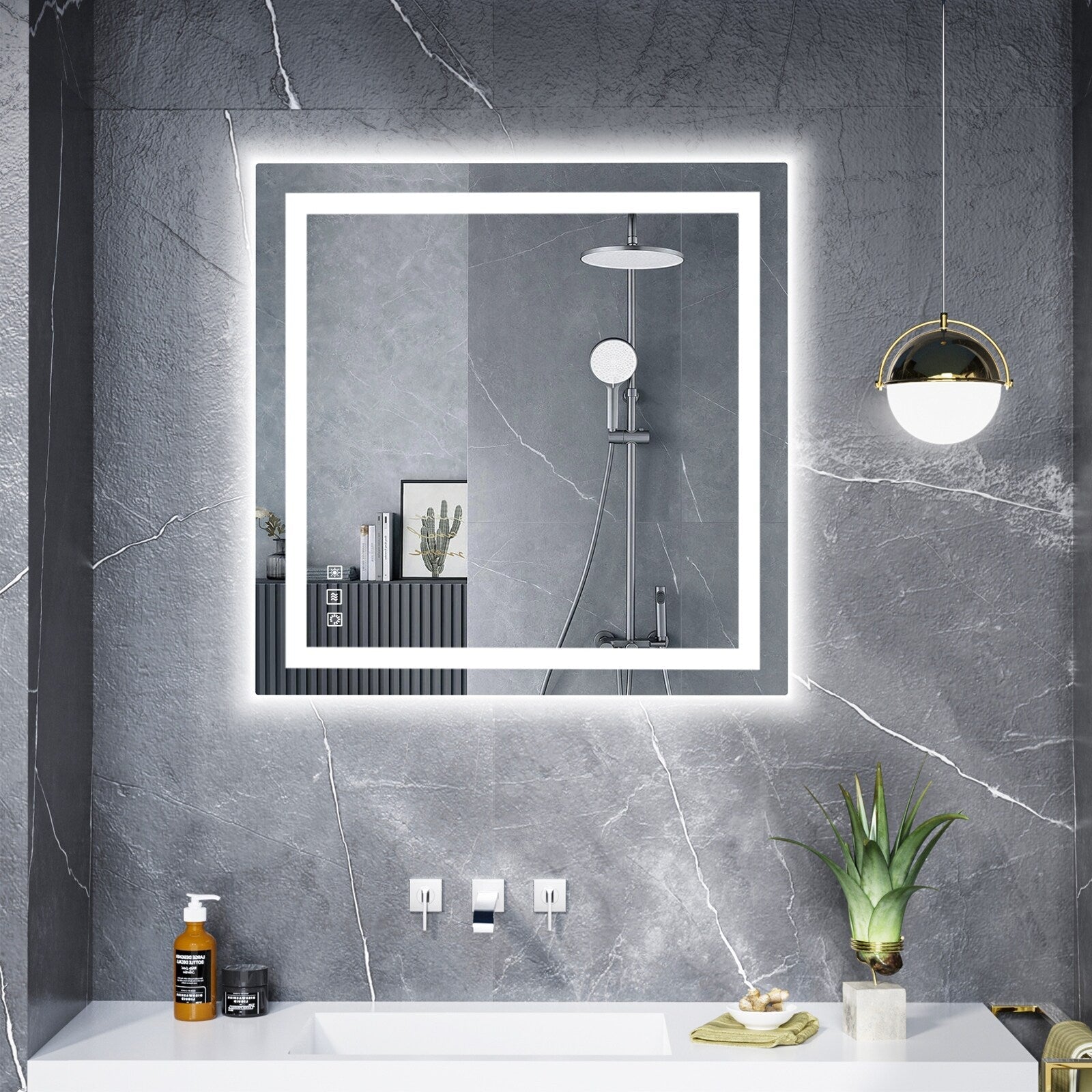 Miroir de salle de bain antibuée rétroéclairé RVB et LED frontale