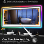 Miroir de salle de bain antibuée rétroéclairé RVB et LED frontale