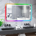 Miroir de salle de bain antibuée rétroéclairé RVB et LED frontale