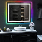Miroir de salle de bain antibuée rétroéclairé RVB et LED frontale