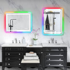 Miroir de salle de bain antibuée rétroéclairé RVB et LED frontale