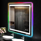 Miroir de salle de bain antibuée rétroéclairé RVB et LED frontale