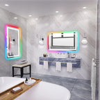 Miroir de salle de bain antibuée rétroéclairé RVB et LED frontale