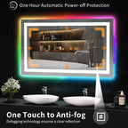 Miroir de salle de bain antibuée rétroéclairé RVB et LED frontale