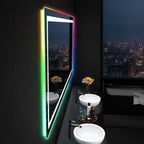 Miroir de salle de bain antibuée rétroéclairé RVB et LED frontale